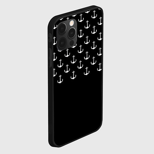 Чехол iPhone 12 Pro Max Минималистичные Якоря / 3D-Черный – фото 2