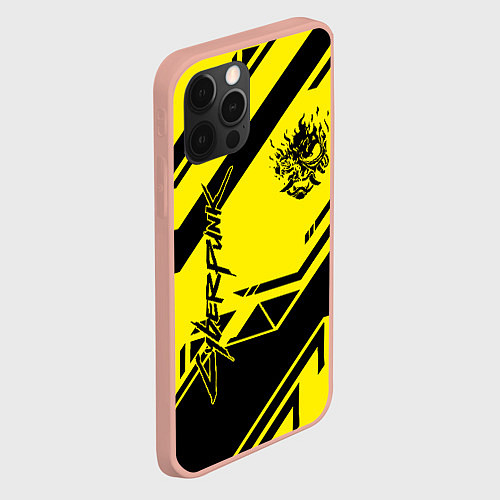 Чехол iPhone 12 Pro Max Cyberpunk 2077: Yellow Samurai / 3D-Светло-розовый – фото 2