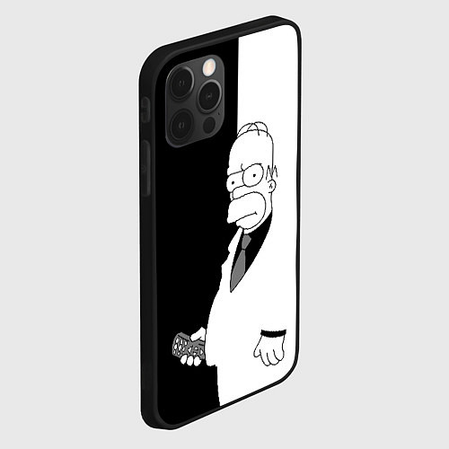 Чехол iPhone 12 Pro Max Гомер Симпсон - в смокинге - black and white / 3D-Черный – фото 2