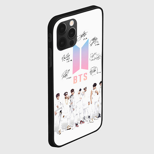 Чехол iPhone 12 Pro Max BTS белый постер / 3D-Черный – фото 2
