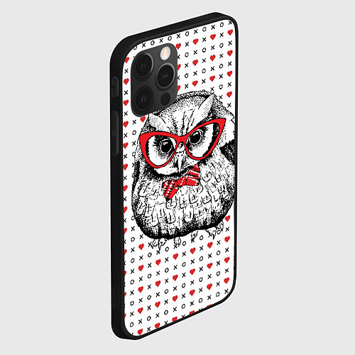 Чехол iPhone 12 Pro Max Мудрая сова в очках / 3D-Черный – фото 2