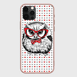Чехол для iPhone 12 Pro Max Мудрая сова в очках, цвет: 3D-светло-розовый