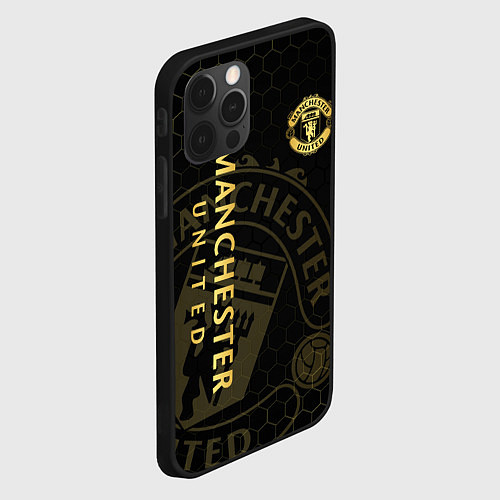 Чехол iPhone 12 Pro Max Манчестер Юнайтед - team coat of arms / 3D-Черный – фото 2