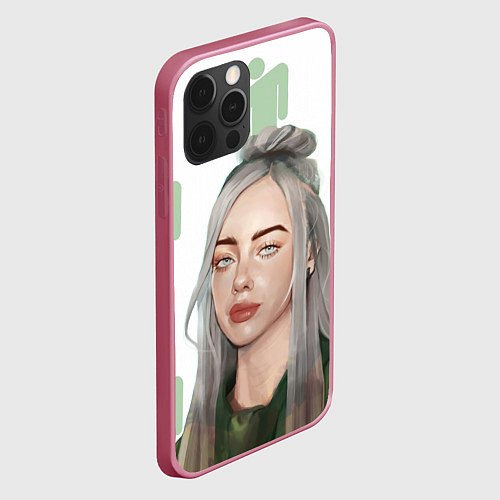 Чехол iPhone 12 Pro Max Billie Eilish / 3D-Малиновый – фото 2