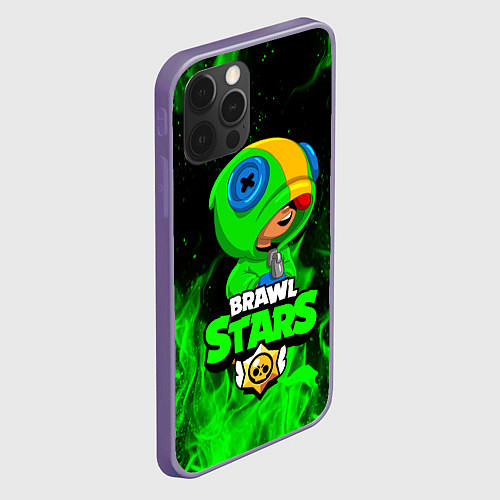 Чехол iPhone 12 Pro Max BRAWL STARS LEON ЛЕОН ЗЕЛЁНЫЙ ОГОНЬ / 3D-Серый – фото 2