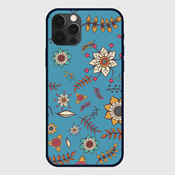 Чехол для iPhone 12 Pro Max Цветочный рай узор, цвет: 3D-черный