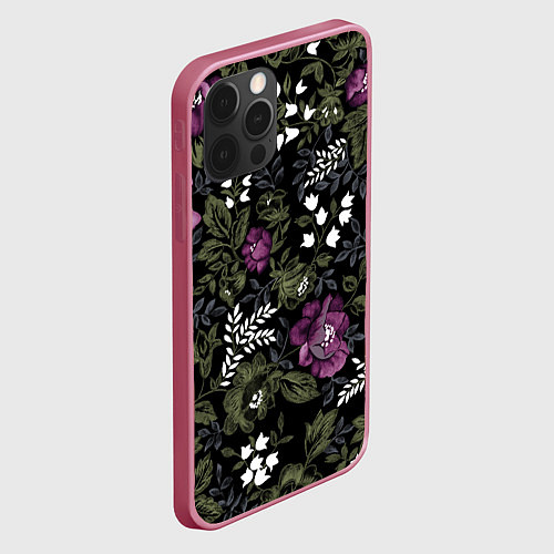 Чехол iPhone 12 Pro Max Цветы / 3D-Малиновый – фото 2