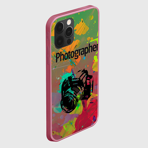 Чехол iPhone 12 Pro Max Фотограф / 3D-Малиновый – фото 2