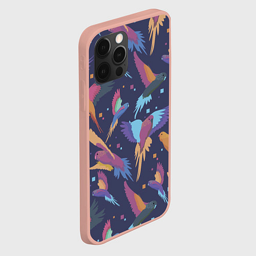 Чехол iPhone 12 Pro Max Райские попугаи / 3D-Светло-розовый – фото 2