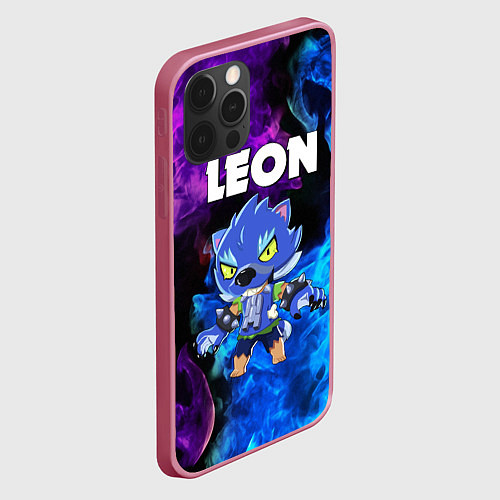 Чехол iPhone 12 Pro Max BRAWL STARS LEON / 3D-Малиновый – фото 2