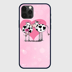 Чехол для iPhone 12 Pro Max Влюбленные коровы, цвет: 3D-черный