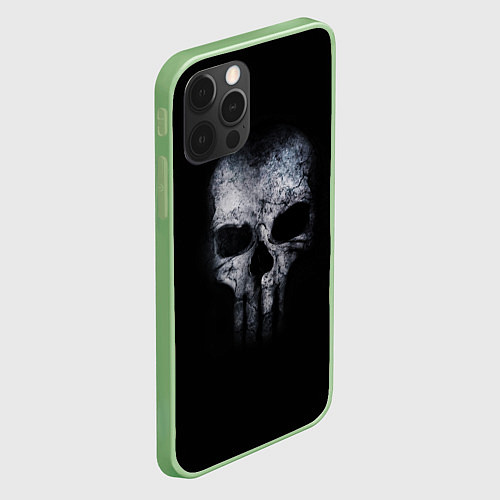 Чехол iPhone 12 Pro Max Череп / 3D-Салатовый – фото 2