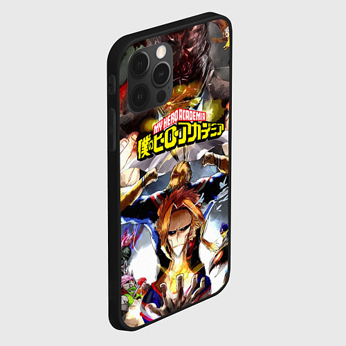 Чехол iPhone 12 Pro Max MY HERO ACADEMIA коллаж из героев / 3D-Черный – фото 2