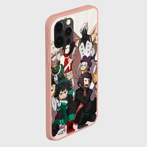 Чехол iPhone 12 Pro Max MY HERO ACADEMIA множество героев / 3D-Светло-розовый – фото 2