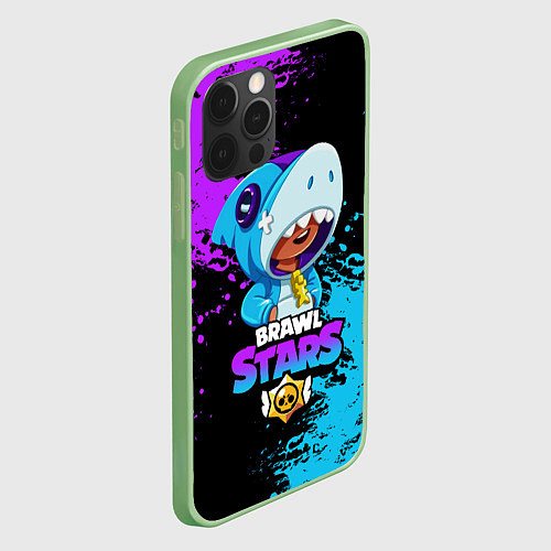 Чехол iPhone 12 Pro Max Brawl Stars Leon Shark / 3D-Салатовый – фото 2