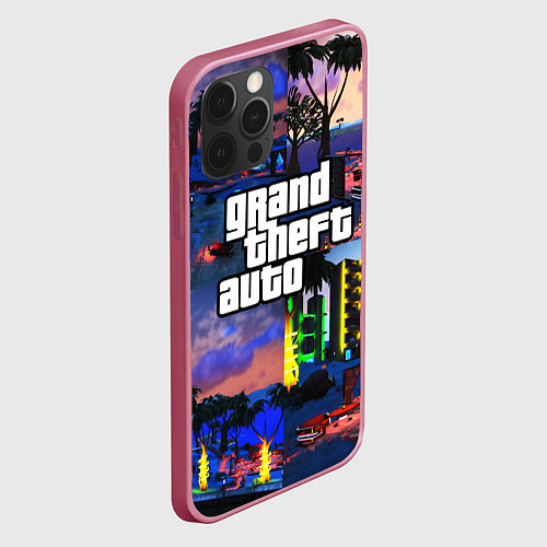 Чехол iPhone 12 Pro Max GTA / 3D-Малиновый – фото 2