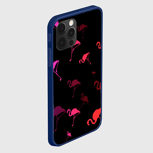 Чехол iPhone 12 Pro Max Фламинго / 3D-Тёмно-синий – фото 2