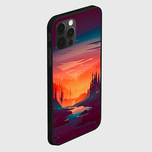 Чехол iPhone 12 Pro Max Minimal forest sunset / 3D-Черный – фото 2