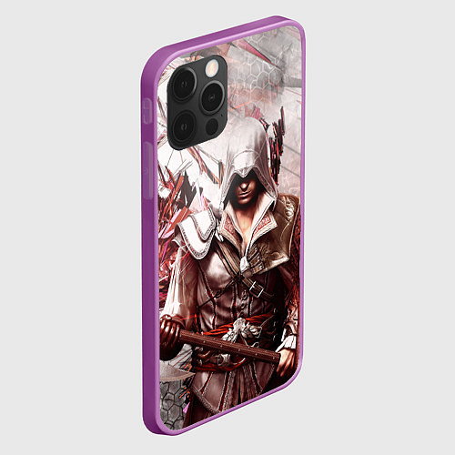 Чехол iPhone 12 Pro Max ASSASSINS CREED / 3D-Сиреневый – фото 2