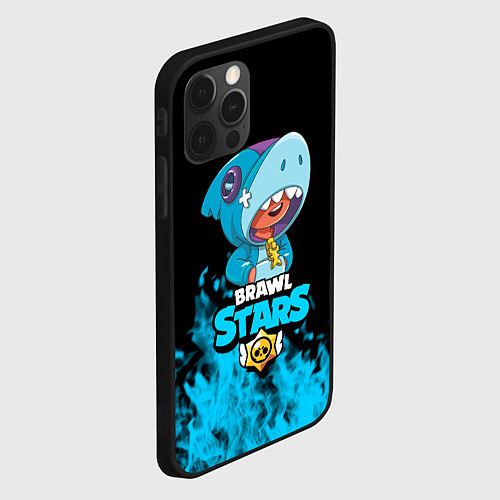 Чехол iPhone 12 Pro Max Brawl stars leon shark / 3D-Черный – фото 2