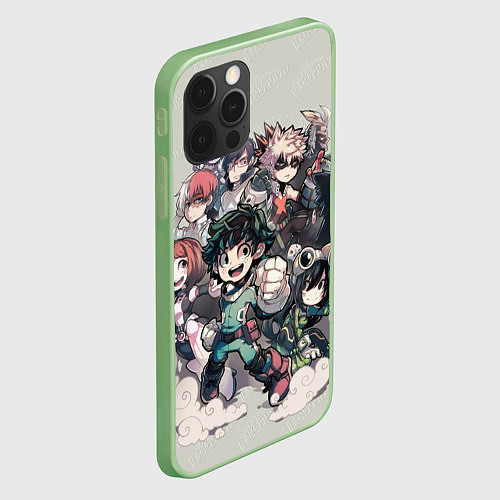 Чехол iPhone 12 Pro Max MY HERO ACADEMIA веселая команда / 3D-Салатовый – фото 2