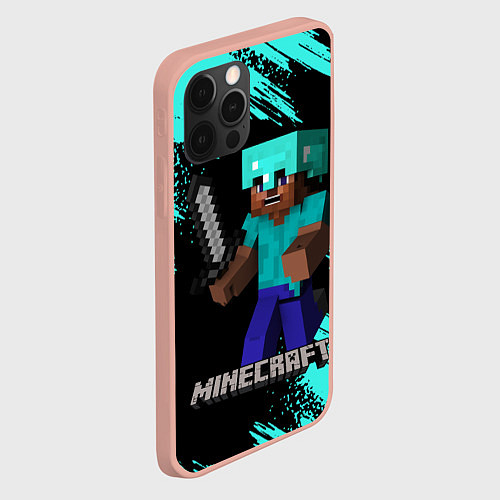 Чехол iPhone 12 Pro Max MINECRAFT / 3D-Светло-розовый – фото 2