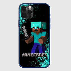 Чехол для iPhone 12 Pro Max MINECRAFT, цвет: 3D-тёмно-синий