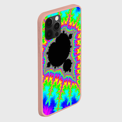 Чехол iPhone 12 Pro Max Фрактальная кислотная черная дыра - множество Манд / 3D-Светло-розовый – фото 2
