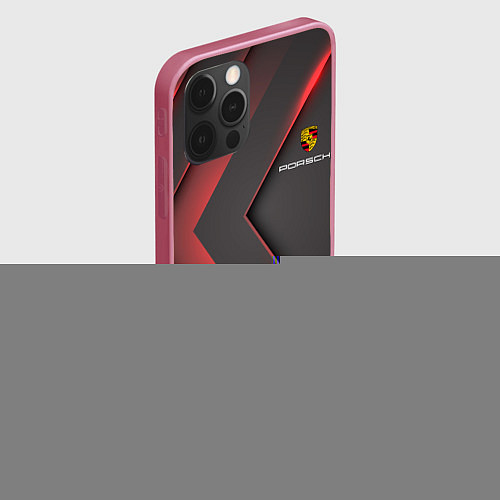 Чехол iPhone 12 Pro Max PORSCHE / 3D-Малиновый – фото 2