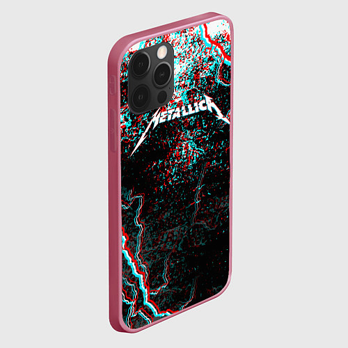 Чехол iPhone 12 Pro Max METALLICA GLITCH STORM / 3D-Малиновый – фото 2