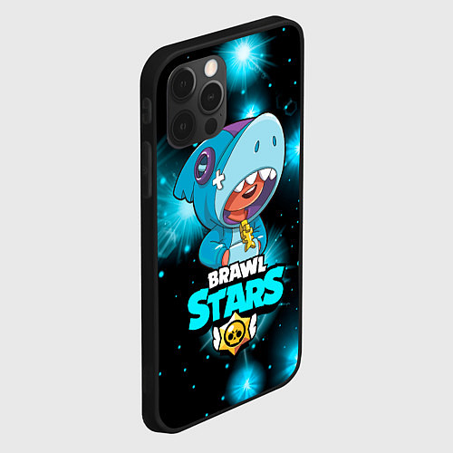 Чехол iPhone 12 Pro Max Brawl stars leon shark / 3D-Черный – фото 2