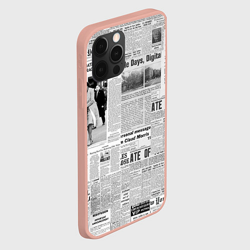 Чехол iPhone 12 Pro Max Газета Newspaper / 3D-Светло-розовый – фото 2