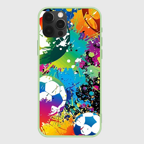 Чехол iPhone 12 Pro Max Football Paints / 3D-Салатовый – фото 1