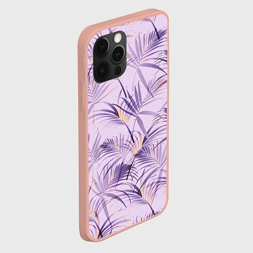 Чехол iPhone 12 Pro Max Листья / 3D-Светло-розовый – фото 2