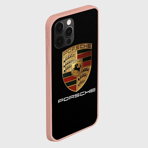 Чехол iPhone 12 Pro Max PORSCHE / 3D-Светло-розовый – фото 2