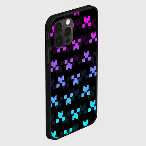 Чехол iPhone 12 Pro Max MINECRAFT CREEPER NEON / 3D-Черный – фото 2