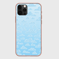 Чехол для iPhone 12 Pro Max Очень светлые голубые облака, цвет: 3D-светло-розовый