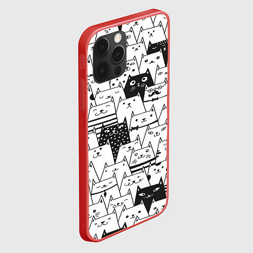 Чехол iPhone 12 Pro Max КОТЫ WHITE / 3D-Красный – фото 2