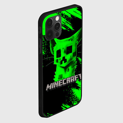 Чехол iPhone 12 Pro Max MINECRAFT CREEPER CAT / 3D-Черный – фото 2