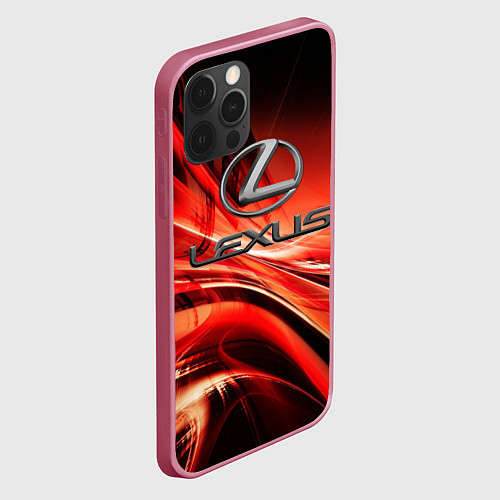 Чехол iPhone 12 Pro Max LEXUS / 3D-Малиновый – фото 2