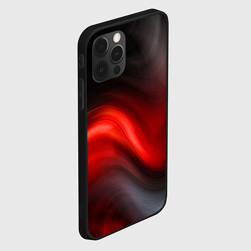 Чехол iPhone 12 Pro Max BLACK RED WAVES АБСТРАКЦИЯ / 3D-Черный – фото 2