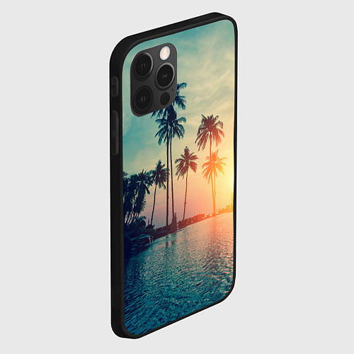 Чехол iPhone 12 Pro Max Пальмы / 3D-Черный – фото 2