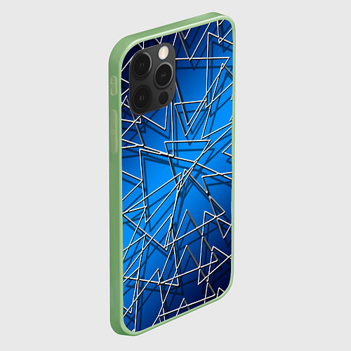 Чехол iPhone 12 Pro Max Треугольники / 3D-Салатовый – фото 2