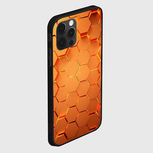 Чехол iPhone 12 Pro Max Золотые 3D плиты / 3D-Черный – фото 2