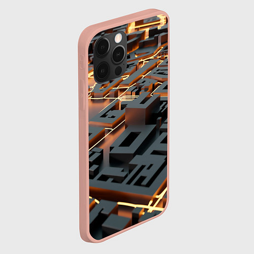 Чехол iPhone 12 Pro Max 3D абстрактная схема / 3D-Светло-розовый – фото 2