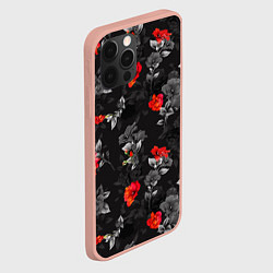 Чехол для iPhone 12 Pro Max Красные цветы, цвет: 3D-светло-розовый — фото 2