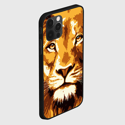 Чехол iPhone 12 Pro Max Взгляд льва / 3D-Черный – фото 2