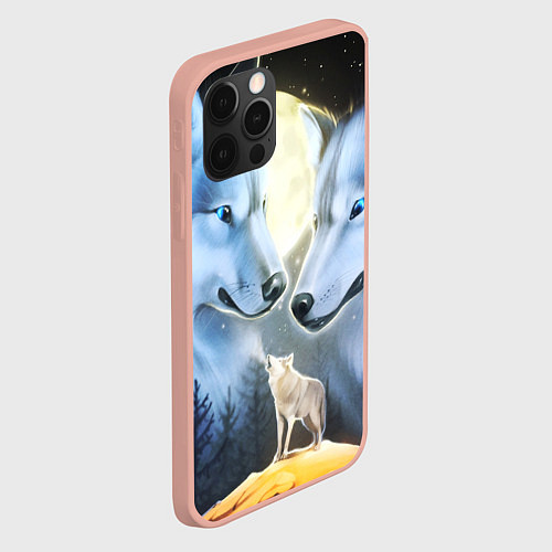 Чехол iPhone 12 Pro Max ВОЛК В НОЧИ D / 3D-Светло-розовый – фото 2