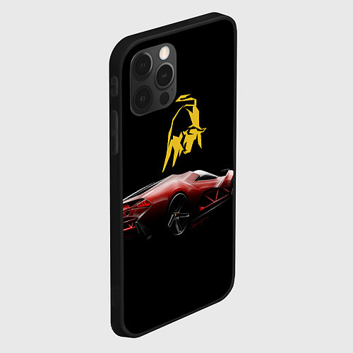 Чехол iPhone 12 Pro Max Lamborghini - motorsport / 3D-Черный – фото 2