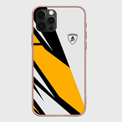 Чехол для iPhone 12 Pro Max Lamborghini, цвет: 3D-светло-розовый